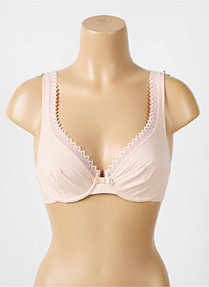 Sutien broderie sutien cupe întregi cu decolteu înalt roz LOU femeie