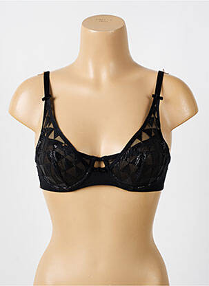 Sutien broderie sutien cupe întregi cu decolteu înalt negru LOU femeie