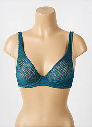 Sutien efect material satinat sutien cupe întregi cu decolteu înalt verde GEMMA femeie