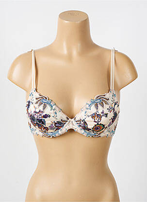 Sutien efect material satinat top sutien push-up bej LOUISA BRACQ femeie