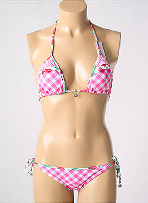 Costum de baie din două piese elasticitate top triunghiuri roz BANANA MOON femeie
