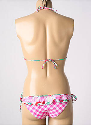 Costum de baie din două piese elasticitate top triunghiuri roz BANANA MOON femeie