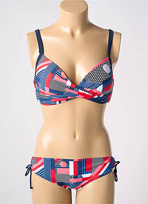 Costum de baie din două piese elasticitate sutien cupe întregi cu decolteu înalt albastru SUNMARIN femme