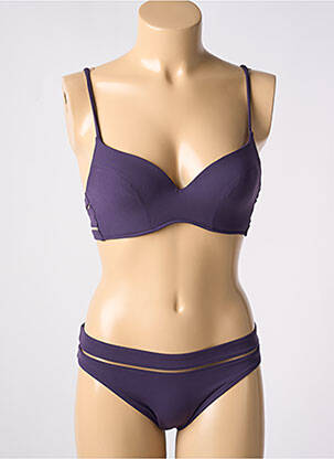 Costum de baie din două piese elasticitate sutien cupe întregi cu decolteu înalt violet GEMMA femeie