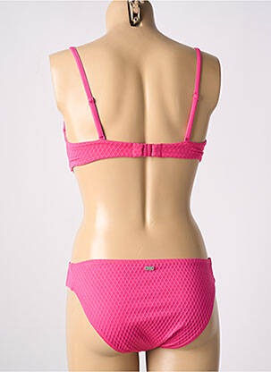 Costum de baie din două piese elasticitate sutien balconet cu decolteu înalt roz CHERRY BEACH femeie