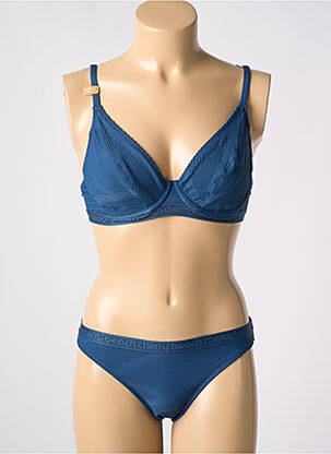 Costum de baie din două piese elasticitate sutien cupe întregi cu decolteu înalt albastru CHERRY BEACH femeie
