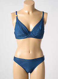 Costum de baie din două piese elasticitate sutien cupe întregi cu decolteu înalt albastru CHERRY BEACH femme