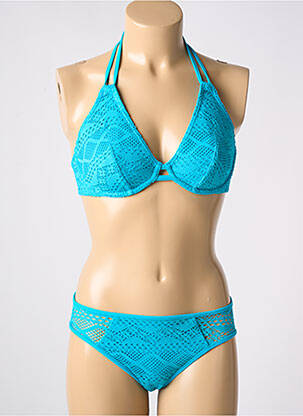 Costum de baie din două piese elasticitate top triunghiuri albastru FREYA femeie
