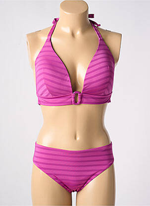 Costum de baie din două piese elasticitate top triunghiuri violet GEMMA femeie