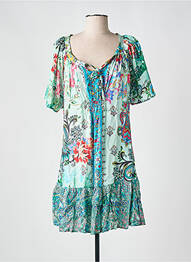 Rochie midi imprimeu floral mâneci scurte verde VANIA femeie