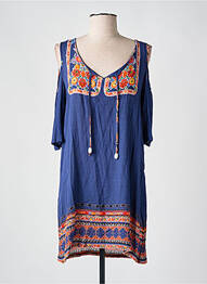 Rochie scurtă croială fluidă mâneci scurte albastru SENORETTA femme