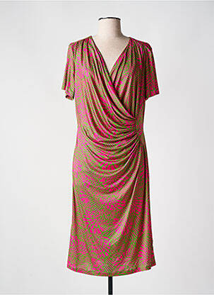 Rochie midi imprimeu fantezie mâneci scurte roz DIANA GALLESI femeie