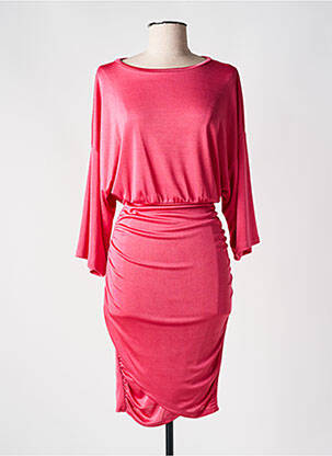 Rochie midi mâneci lungi mâneci lungi roz ANGELA DAVIS femeie