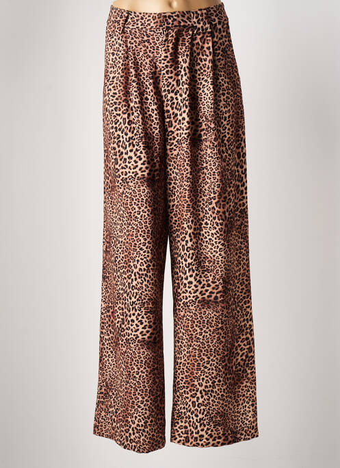 Pantalon evazat închidere cu fermoar sub clapetă cu cârlig bej LUMINA femme