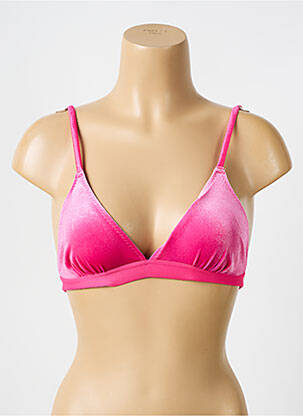 Sutien efect material satinat top triunghiuri roz LOVE STORIES femeie