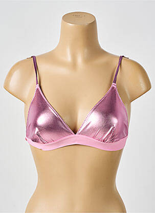 Sutien efect material satinat top triunghiuri roz LOVE STORIES femeie