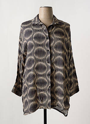 Cămașă imprimeu fantezie mâneci lungi negru FRANCK ANNA femme