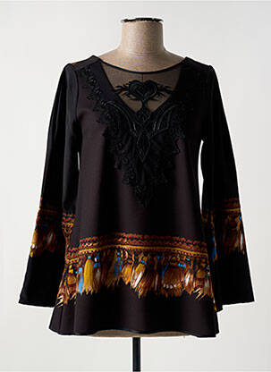 Tunică mâneci lungi țesătură crep negru SAVE THE QUEEN femeie