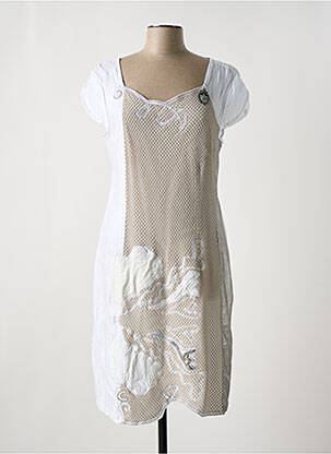 Rochie midi mâneci scurte mâneci scurte alb ELISA CAVALETTI femeie
