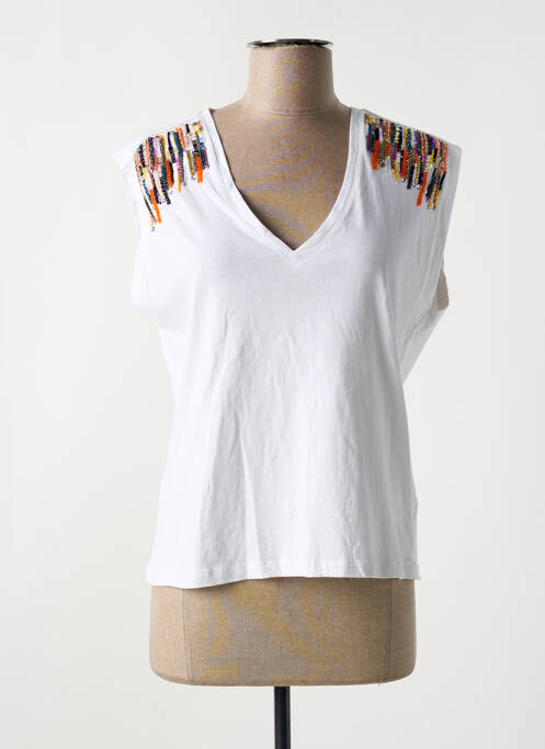 Maiou guler în v fără mâneci alb LOLA CASADEMUNT femme