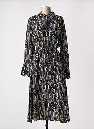 Rochie lungă țesătură poplin mâneci lungi negru ATTIC AND BARN femeie