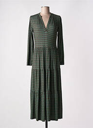 Rochie lungă țesătură poplin mâneci lungi verde SIYU femeie