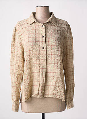 Cămașă croială cambrată mâneci lungi bej POMANDERE femme