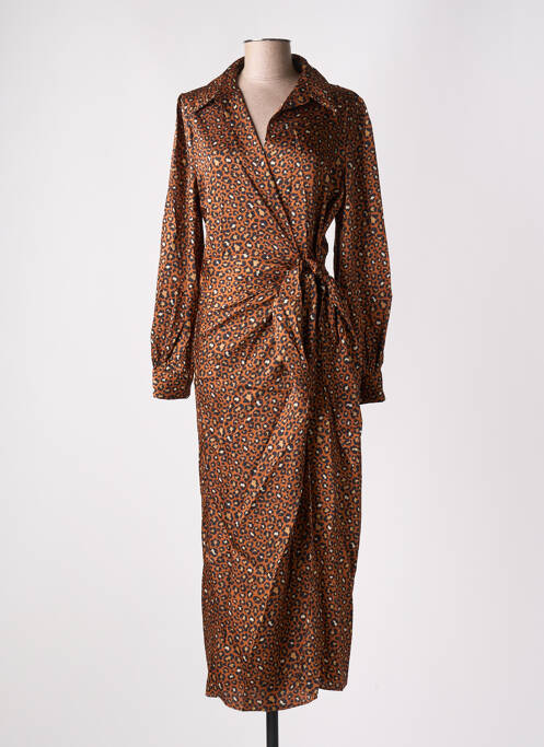 Rochie lungă mâneci lungi mâneci lungi maro KILKY femme