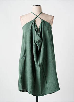 Rochie scurtă guler rotund bretele subțiri verde GRACE & MILA femeie