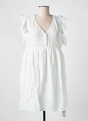 Rochie scurtă croială evazată mâneci scurte alb KILKY femeie