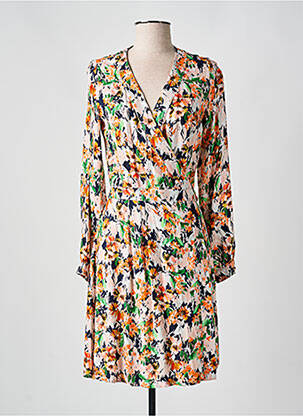 Rochie midi imprimeu floral mâneci lungi portocaliu ANNAHPA femeie