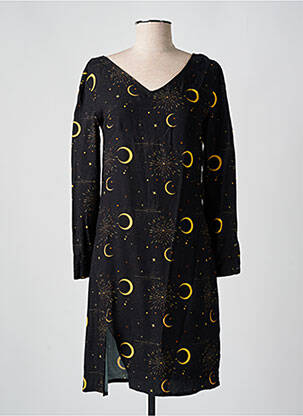 Rochie midi imprimeu fantezie mâneci lungi negru ANNAHPA femeie