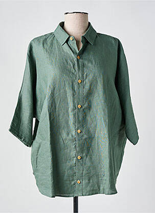 Cămașă țesătură crep mâneci 3/4 verde LA GENTLE FACTORY femeie