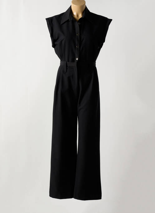 Salopetă-pantalon închidere cu nasturi pe față mâneci scurte negru ANNAHPA femme