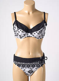 Costum de baie din două piese elasticitate sutien cupe întregi cu decolteu înalt negru SUN PLAYA femme