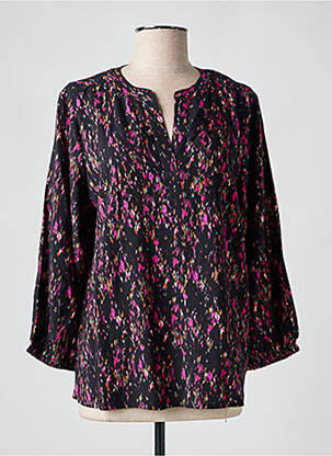 Bluză țesătură poplin mâneci 3/4 negru SIGNATURE femeie