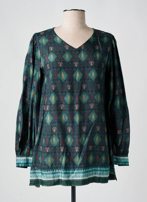 Tunică mâneci lungi guler în v verde AGATHE & LOUISE femme