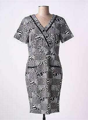 Rochie midi mâneci scurte mâneci scurte gri S.QUISE femeie