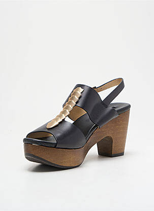 Sandale/pantofi decupați semi compensat toc de 7 la 9 cm negru NEOSENS femeie