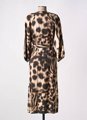 Rochie lungă mâneci lungi mâneci lungi maro GEISHA femeie