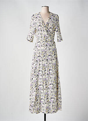 Rochie lungă țesătură poplin mâneci scurte violet MINIMUM femeie