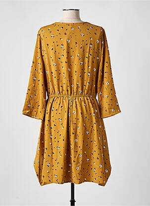 Rochie midi imprimeu floral mâneci 3/4 galben I.CODE (By IKKS) femeie