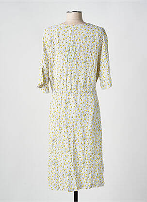 Rochie midi imprimeu floral mâneci scurte galben MINIMUM femeie
