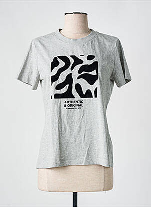 Tricou serigrafie flockată mâneci scurte gri MINIMUM femeie