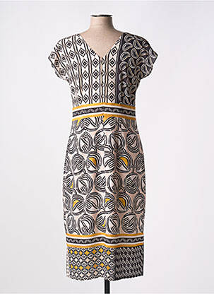 Rochie midi imprimeu fantezie mâneci scurte bej MERI & ESCA femeie