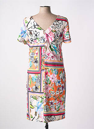 Rochie midi imprimeu floral mâneci scurte roz GREGORY PAT femeie