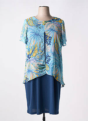 Rochie midi imprimeu floral mâneci scurte albastru GREGORY PAT femeie