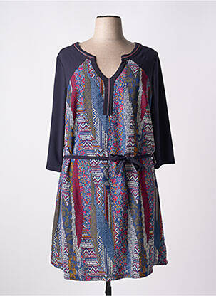 Rochie midi imprimeu floral mâneci 3/4 albastru ZELI femeie