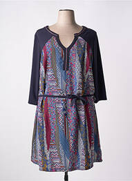 Rochie midi imprimeu floral mâneci 3/4 albastru ZELI femme
