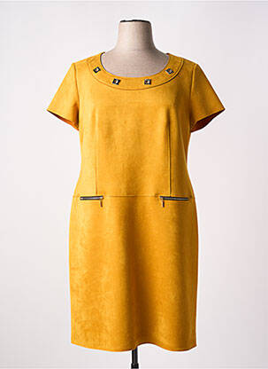 Rochie midi mâneci scurte mâneci scurte galben RENATTO BENE femeie